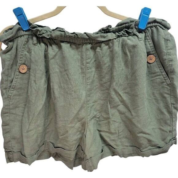 Maurices Shorts‎ Womens  Sz L Green Pull On Linen Blend - Picture 1 of 8